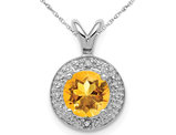 3/4 Carat (ctw) Citrine Drop Halo Pendant Necklace in Sterling Silver with Chain